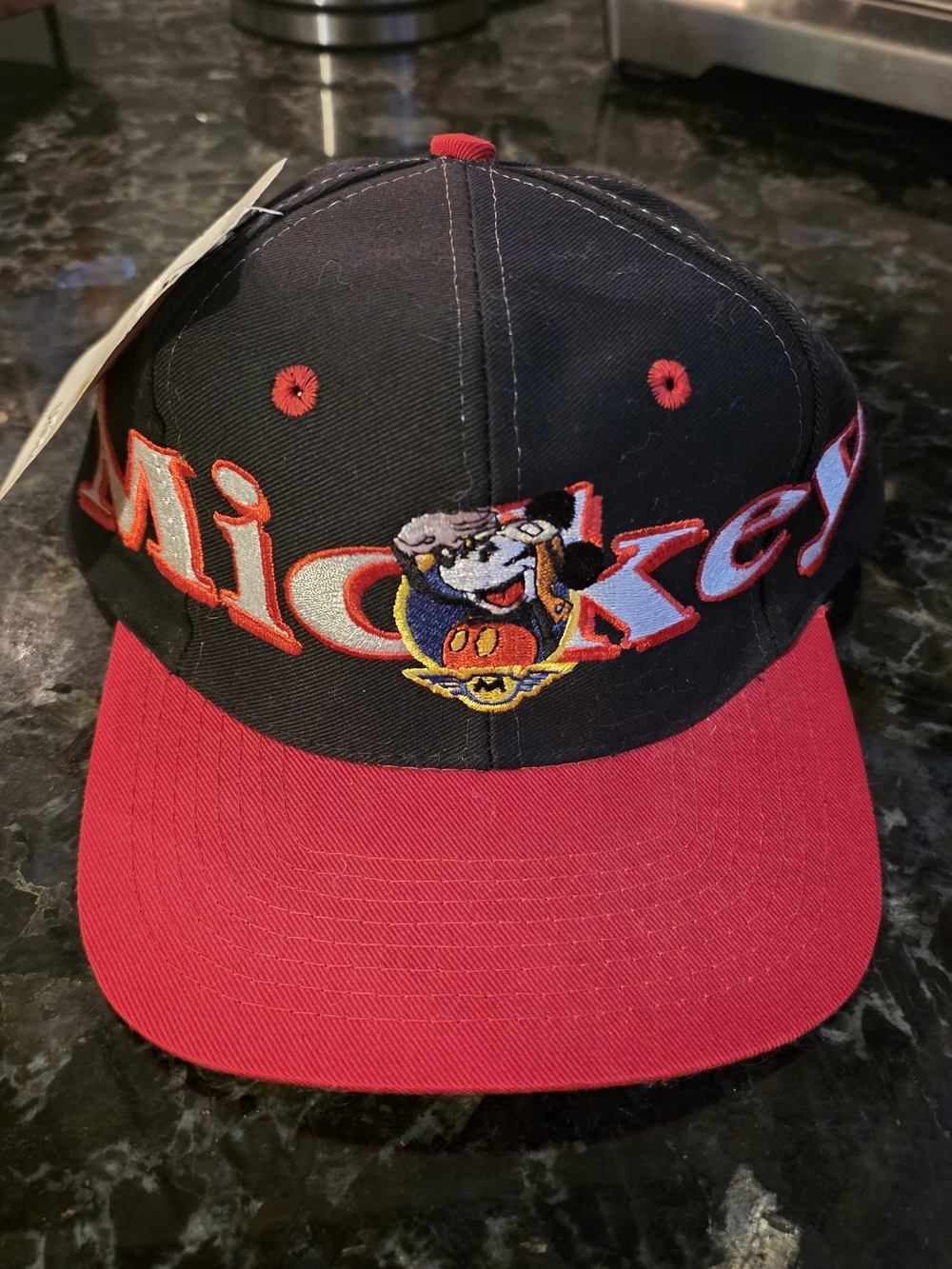 Disney Vintage Black and Red Mickey Snapback Baseball Hat.